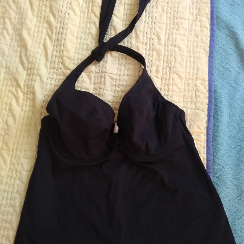Black Halter Empreinte Tankini Top 32F